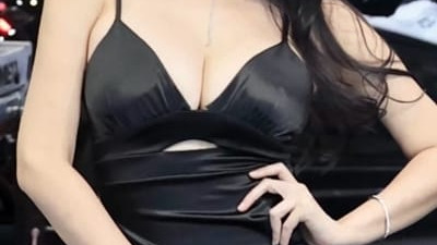 쿨섹시녀  블랙 섹시 끈 슬립 가슴골 레이싱모델 이효영