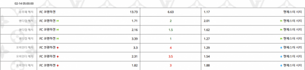 [스포츠무료중계축구분석] 05:00 FC코펜하겐 vs 맨체스터시티