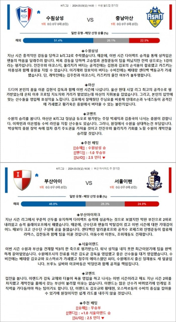 3월 03일 K리그2 2경기