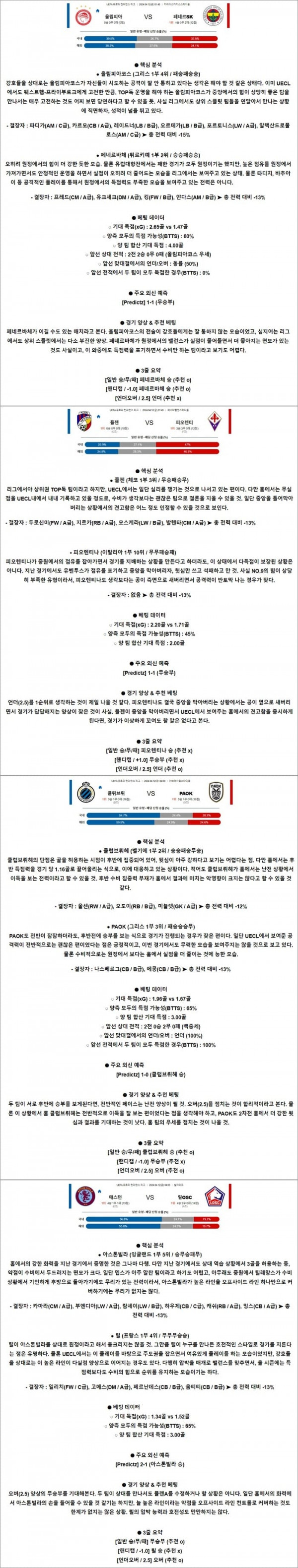 4월 12일 UECL 4경기