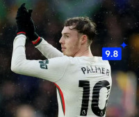 콜 파머, 전반전 해트트릭으로 플래시스코어 주간 선수 선정