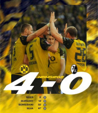 도르트문트, 전반부터 압도적 경기력으로 프라이부르크 4-0 완승